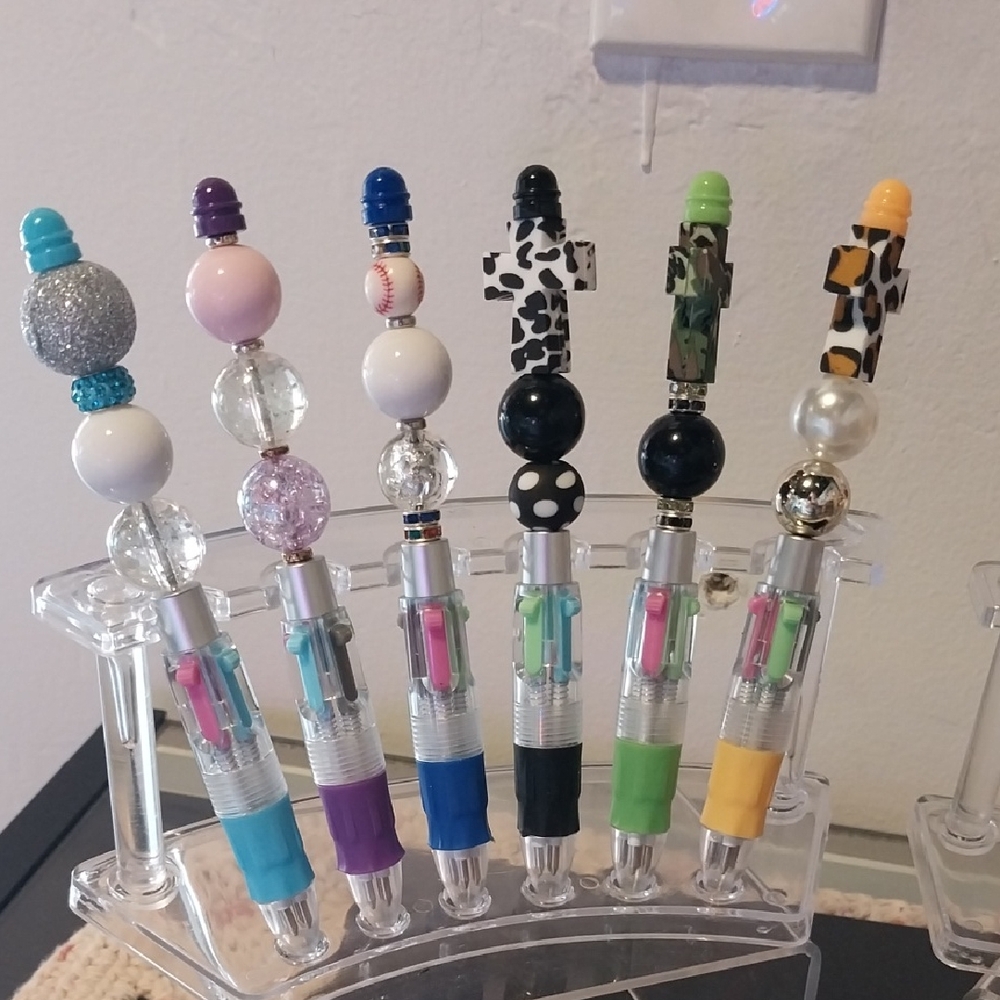 Colorful Kids Pen Set with Beaded Tops
